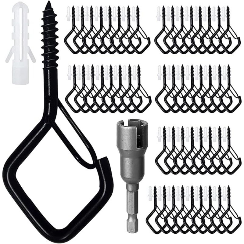TEMU 50pcs Outdoor Hooks, Wall & Ceiling Mounted Hanging Hooks For String Lights, Plants, Cups, Wind Chimes, Bird Feeders, Lanterns And Fence