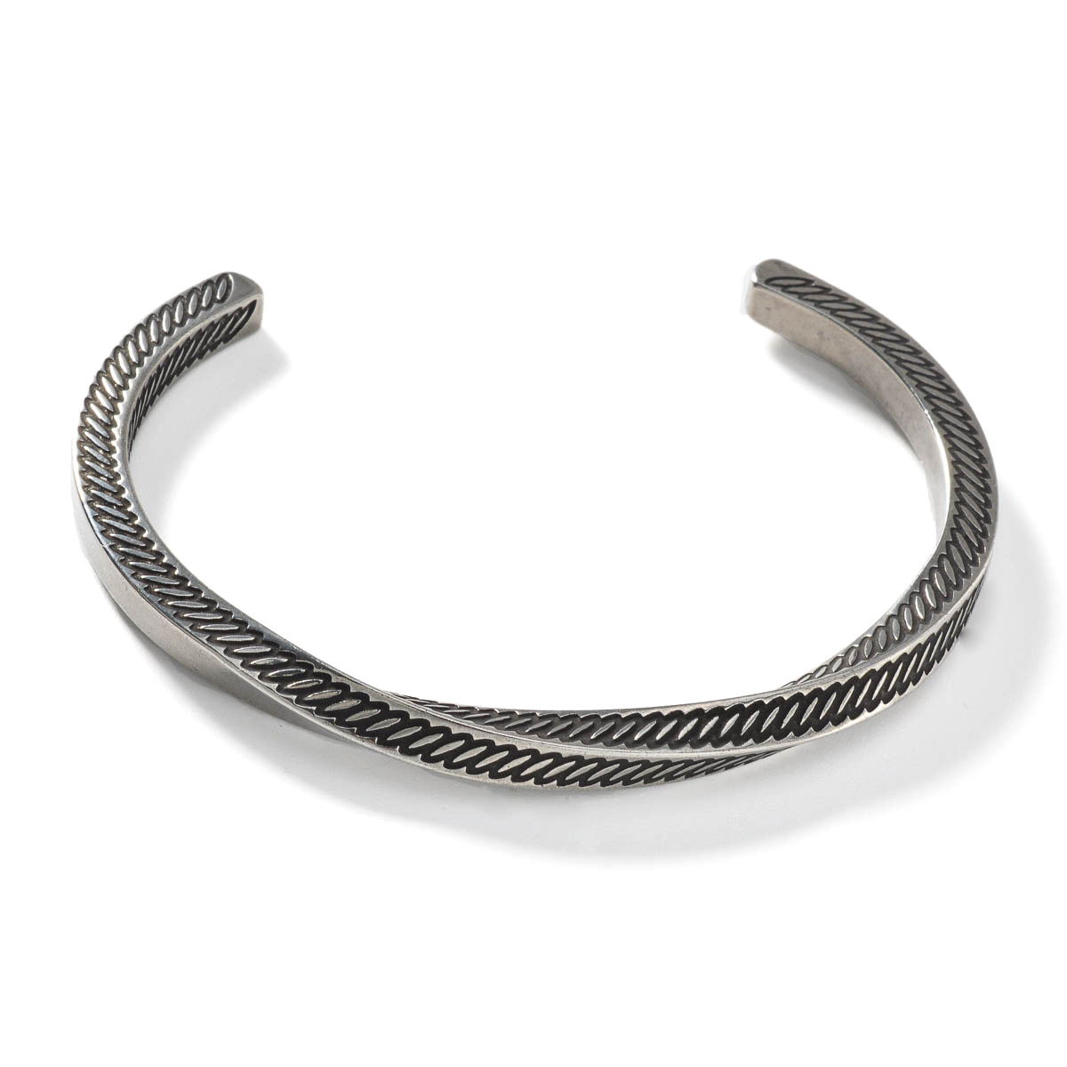 E-shop Japanischer Stil Gewebter Textur Offener Armreif Verschleiß Silberner Premium Armreif Armband