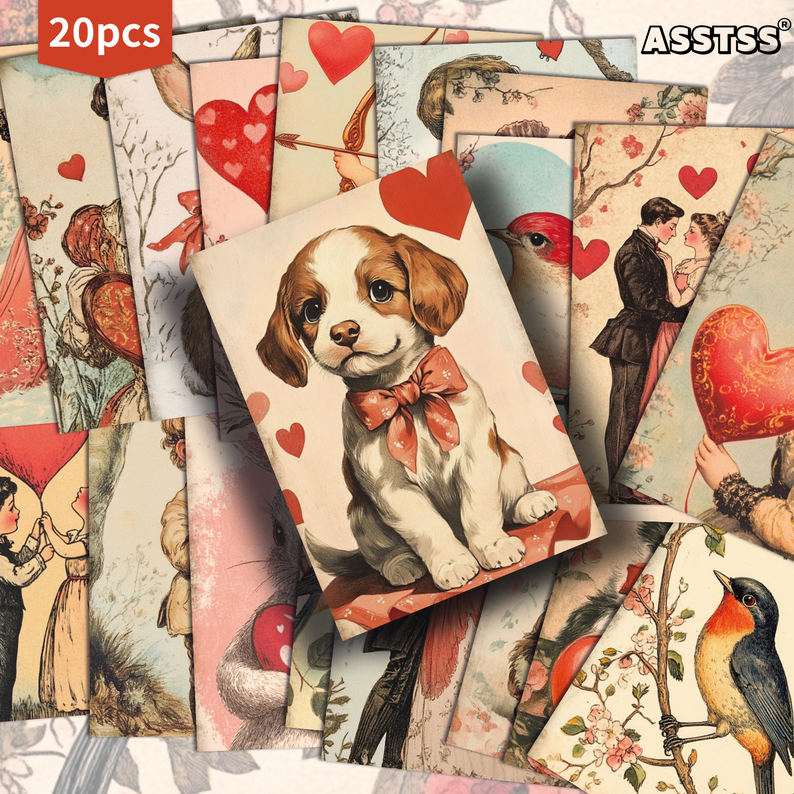 TEMU Set Of 20 Assorted Retro Valentine's Day Gift Cards From The 1950s, Measuring 4x6 Inches. Collectible Decorative Cards Feature Classic Pinup