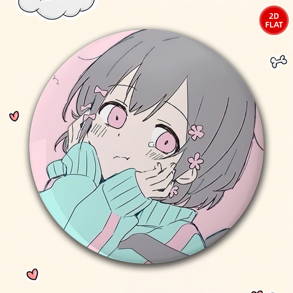 TEMU 2d Flat -2026 Latest Model, Men's Casual Round Brooch, Anime Cartoon Badge, Fashionable And Gorgeous Additions, Unisex Pin, Suitable For Fun