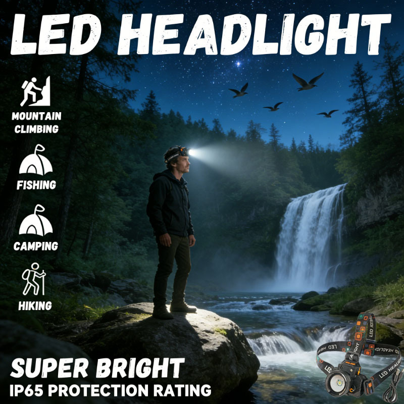 TEMU Linterna Frontal LED, 3 , Protección IP65, Ideal para Camping, Senderismo, Pesca, Trabajo al y Uso de Emergencia