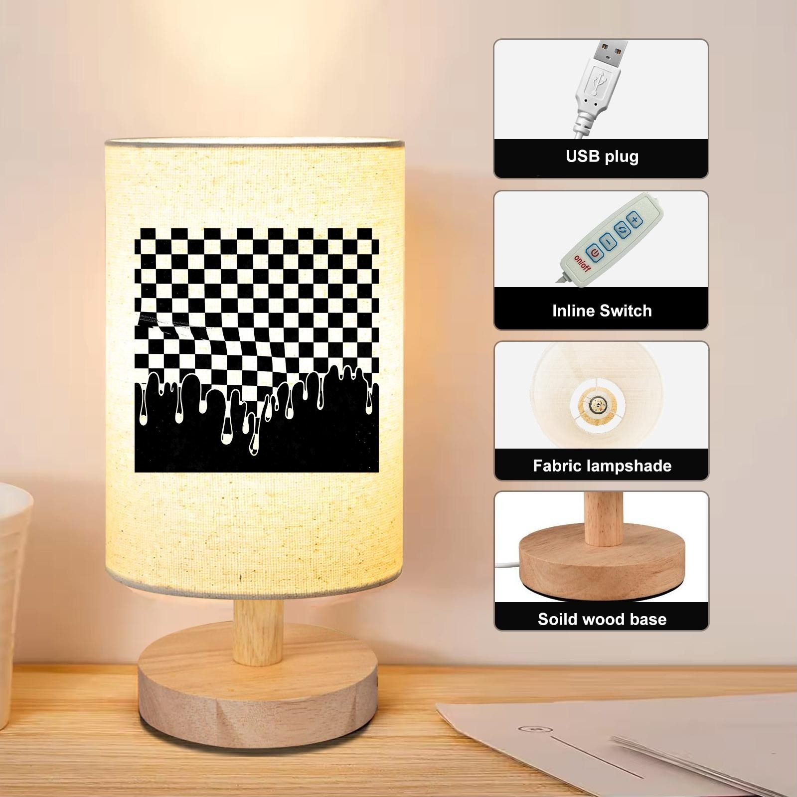Abstract Surreal Black White Checkered Pattern Table Lamp
