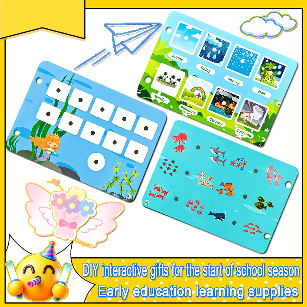 TEMU Family, Classroom, Travel Multi Functional Cognitive Theme Learning Busy Book, Children's Reading Materials Quiet Book, Interaction Puzzle Toys,