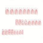 24 press on nails elegant pink french style bow and floral designs coffin shape and lightweight 4pcs nail tool set ideal for weddings and parties you irresistibly