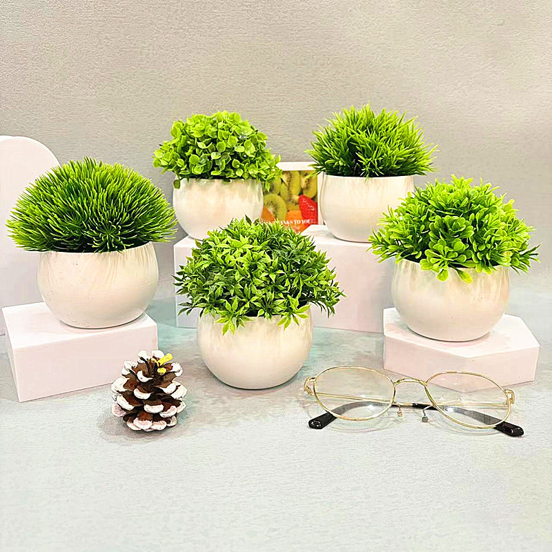 Rxinlucky Piccoli fiori artificiali in vaso, confezione da 6, mini piante finte in vaso, per interni/esterni, piante artificiali in plastica, per casa, ufficio, scaffale, tavolo, decorazione da