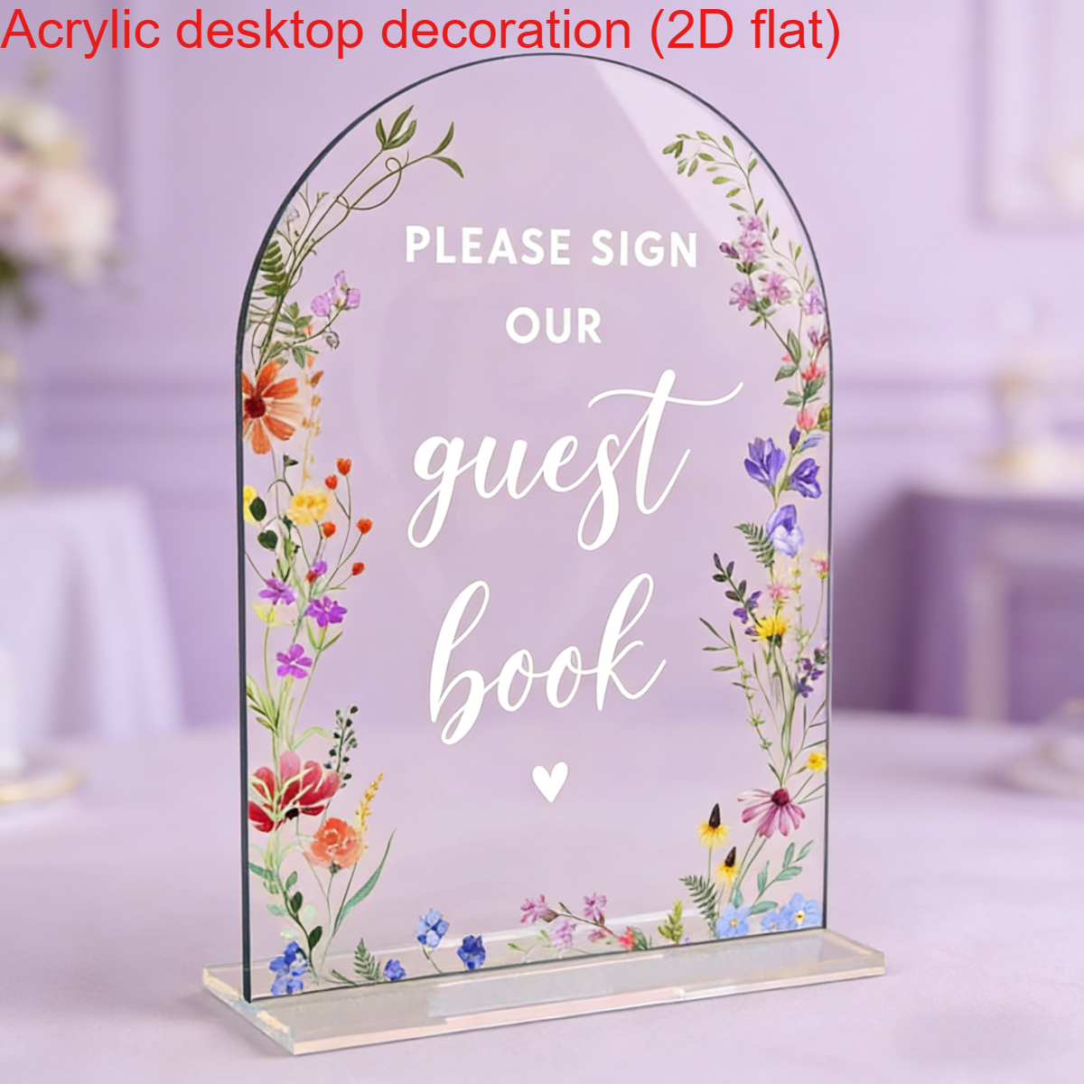 E-shop 2D-Flach, ., ein Acryl-Hochzeitsschild für Hochzeitszeremonien, gestaltet mit einem Blumenmuster, um Gäste einzuladen, das Register zu