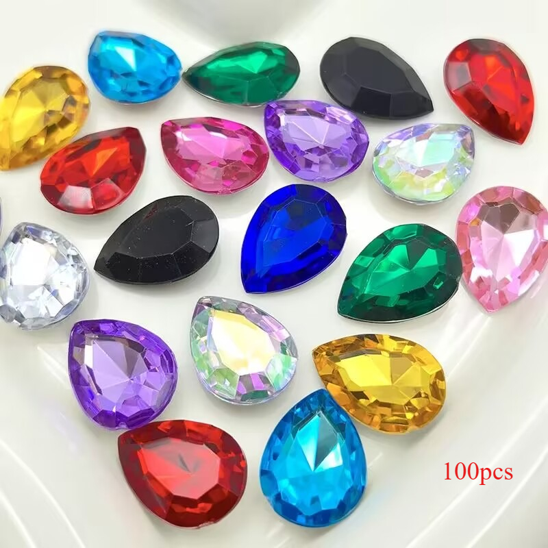 TEMU 100pcs 0.39 X 0.55 Inch acrylique pointue , fabrication de bijoux, très approprié pour les articles main pour robes de mariée, robes, chaussures