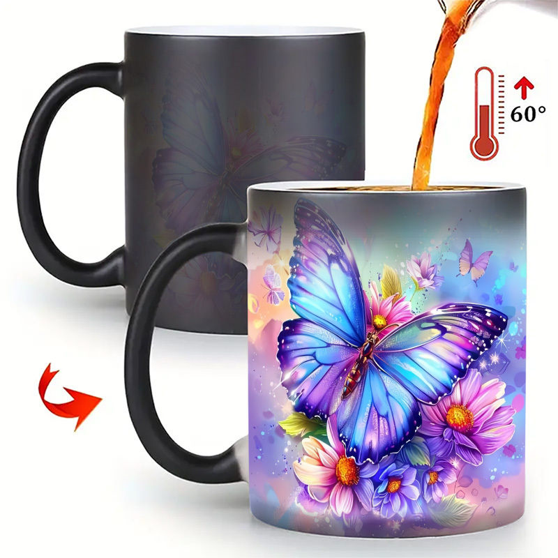 Image of 1pc 11oz Color Changing Coffee Cup, , Color Changing Design, Thermal Coffee Cup, Suitable For Home, Office, Cup, Novelty Coffee Cup, An Ideal Gift For , Birthday Gift