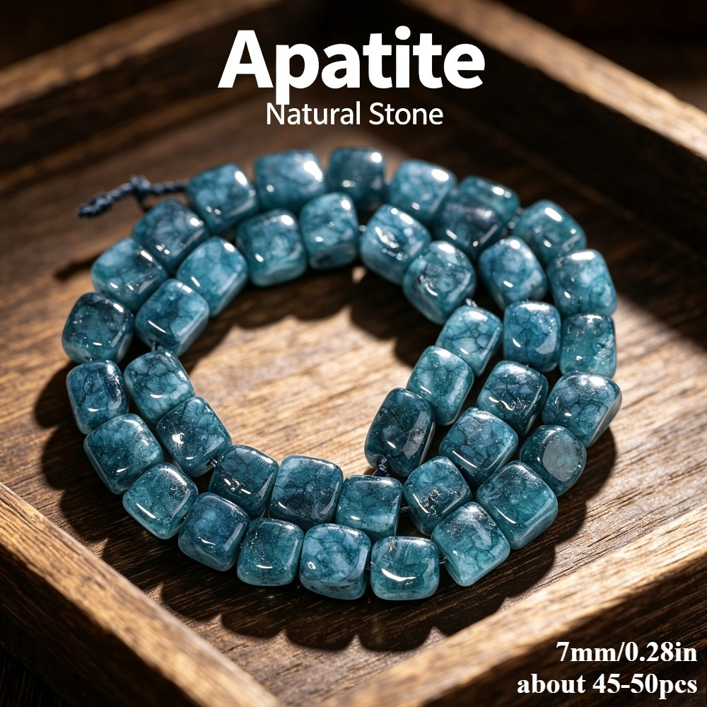 TEMU Aa Natural Apatite Square Beads - Genuine Suitable For Jewelry Making Diy, Apatite Cubes For Bracelets, Necklaces, Earrings, & Modern Beading