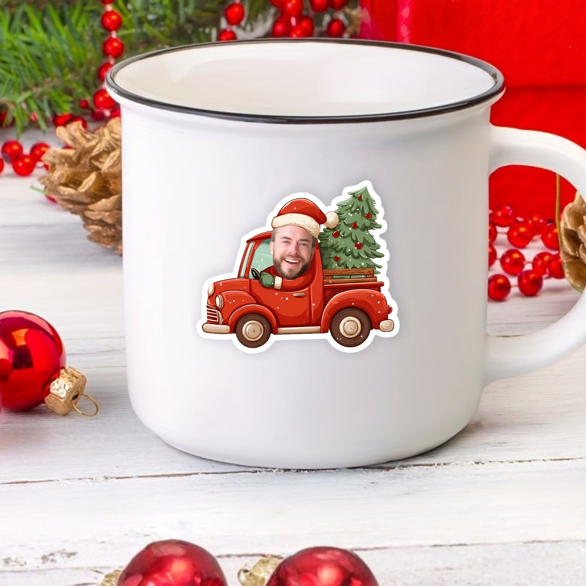 Custom Photo Stickers, Personalized Santa Face Stickers