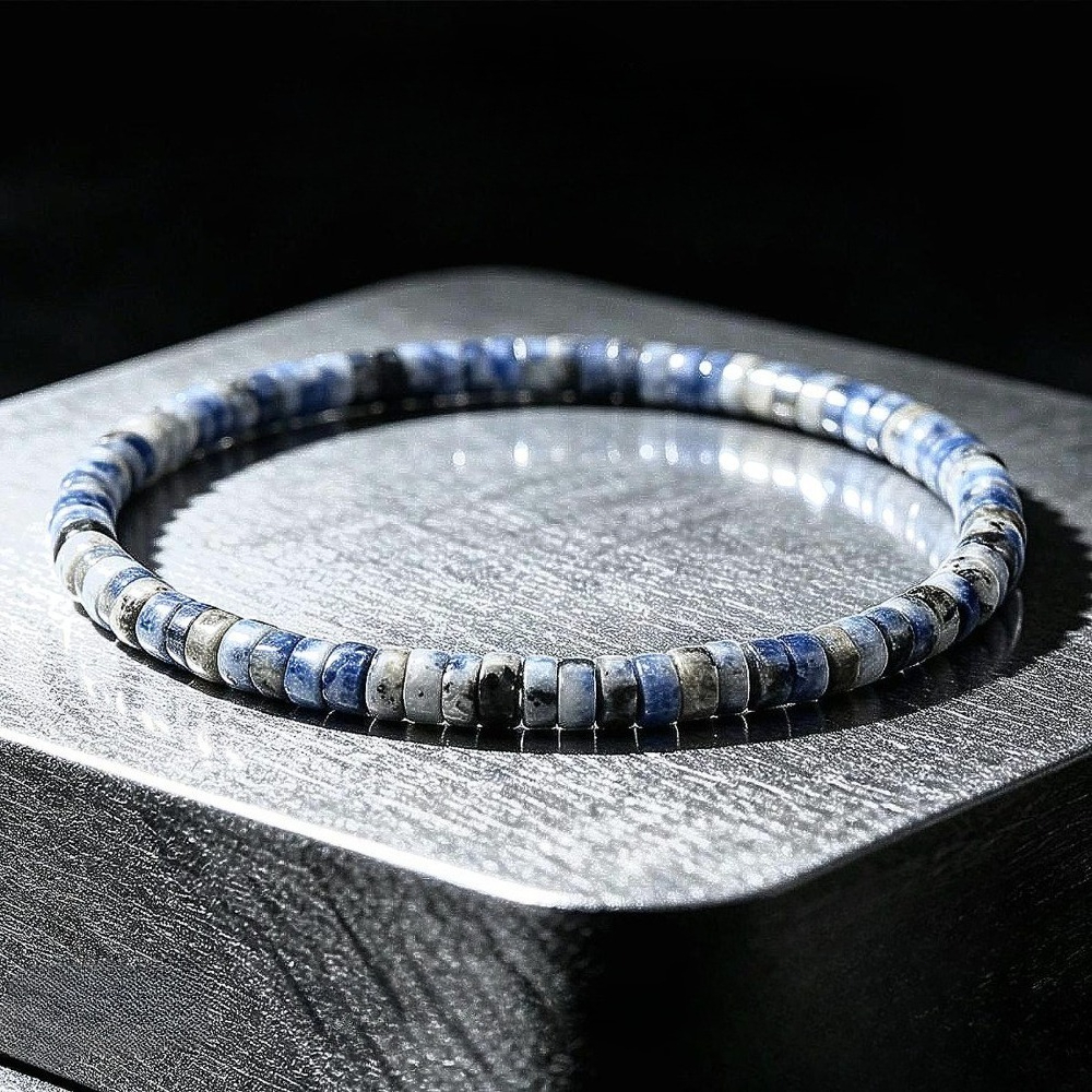 TEMU Yaukia Natural Stone Flat Tube Bracelet - Boho Stackable Suitable For Daily Wear & Gift, Unisex Beads Jewelry, Men' & Women' Fashionable Tube