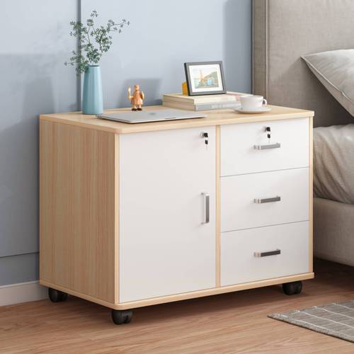 3 drawer mobile file cabinet with lockable doors rolling storage organizer for home office printer stand bedside table with 4 wheels natural
