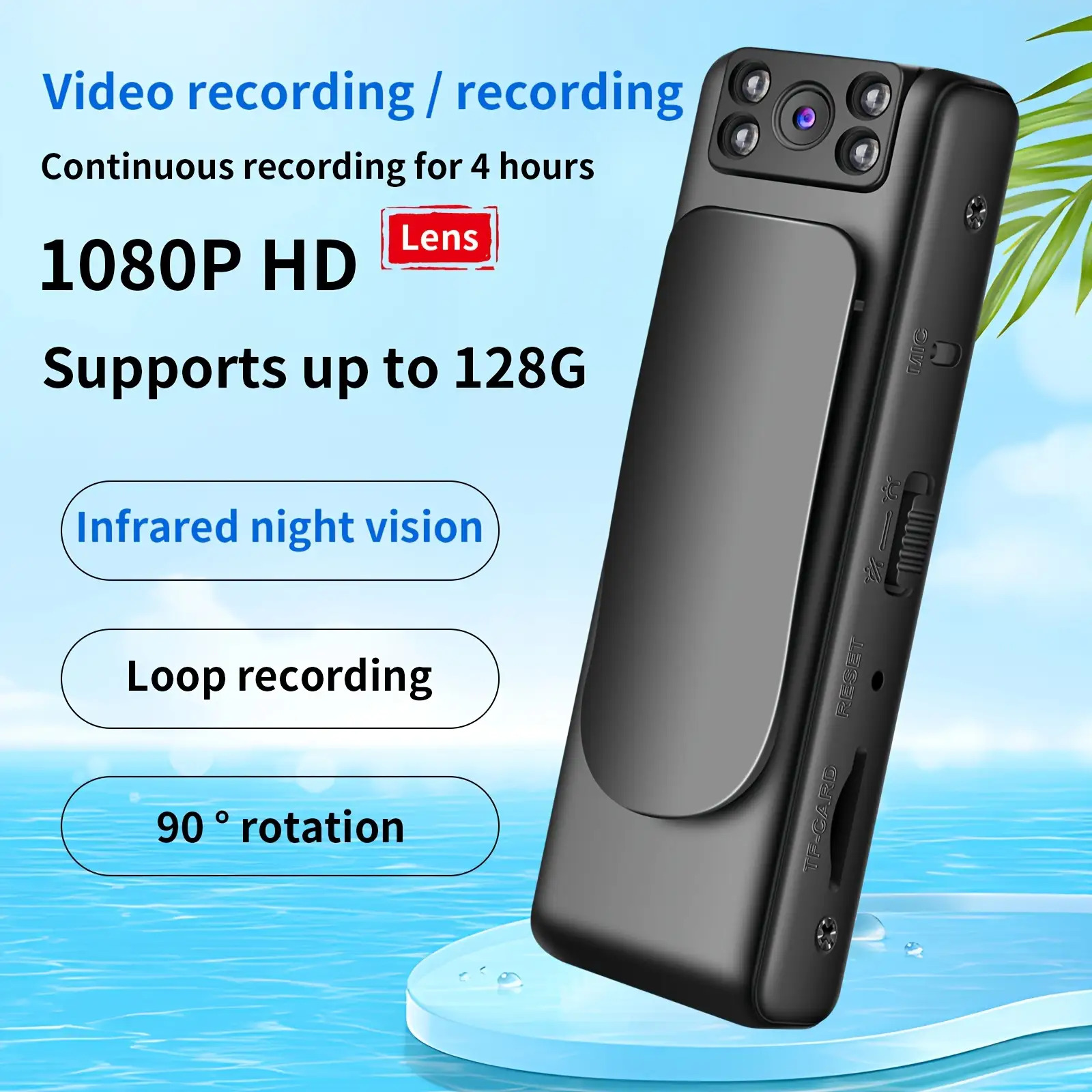 TEMU Smart Voice Recorder - 1080p High Definition, 90-degree Rotatable Lens, Handheld Portable Camera, Usb Charging, Perfect Gift For Festivals And