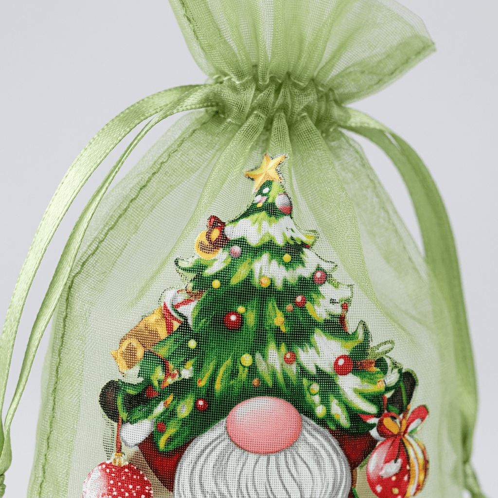 24pcs random   christmas gnome organza gift bags drawstring treat pouches sheer mesh holiday favor wrapping bags with cute swedish   prints durable candy goodie storage bags for xmas party celebrations wedding favors family gathering