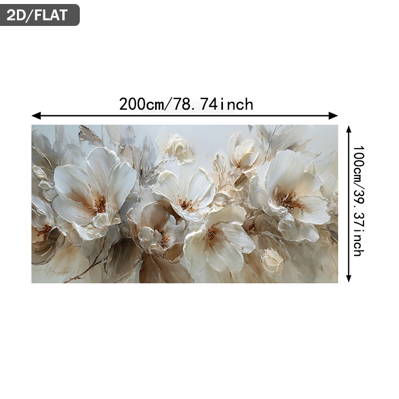 TEMU 1pc Modern White Flower Wall Art - Frameless Minimalist White Flower Painting, Abstract White Flower Canvas Print Suitable For Living Room And