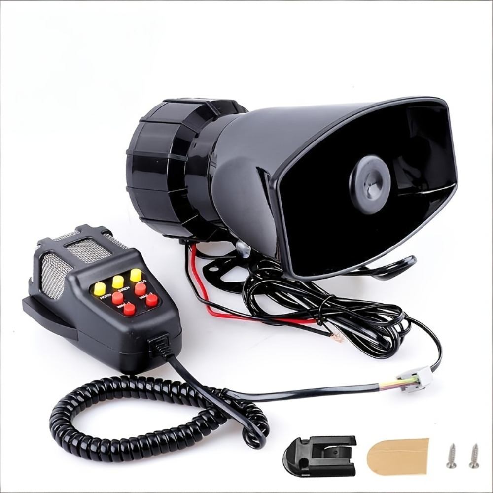 TEMU Amplificateur de klaxon d'alarme de voiture universel 12V - 7 types d' sonores, commutateur à un bouton ! Convient aux motos, automobiles,