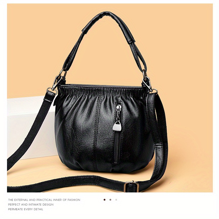 Women's -like Crossbody Bag - Convertible Shoulder Purse with Zipper Closure, Adjustable Strap, Structured Tote for Work, Everyday & Formal Events - Available in Brown, Red, Black - Elegant Women's Handbag, Crossbody Purse, Sleek Texture, Textured Finish