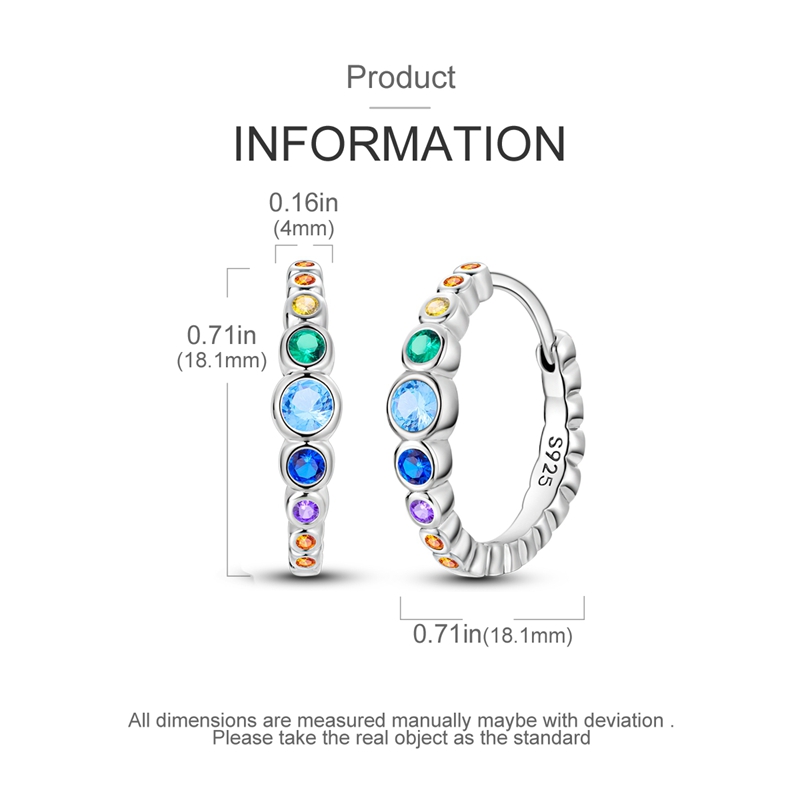 Women's S925 Sterling Silver Colored Hoop Earrings — Birthday Gift