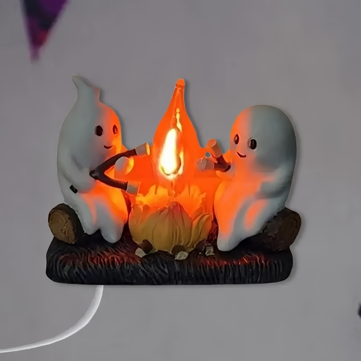 TEMU Led Horror Campfire Night Light - Battery Powered, Adjustable Flame Effect For Bedroom Decor And Halloween Atmosphere