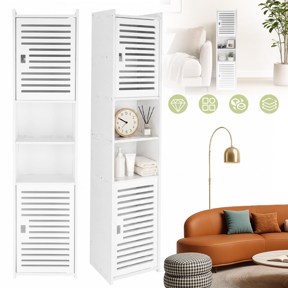 Image of This Tall Upright Storage Unit Is Durably Built With A Slim Narrow Design, Great For Neat Storage And Arrangement In Bedroom, Living Room, And Bathroom, Utility Racks