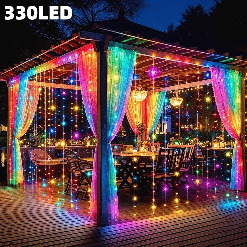 TEMU 330 Colorful Flash Strings, Covering A 9.8-foot Screen Curtain Fairy Light, With 8 Of Usb Power Supply - Plug And Play, Suitable For Christmas,