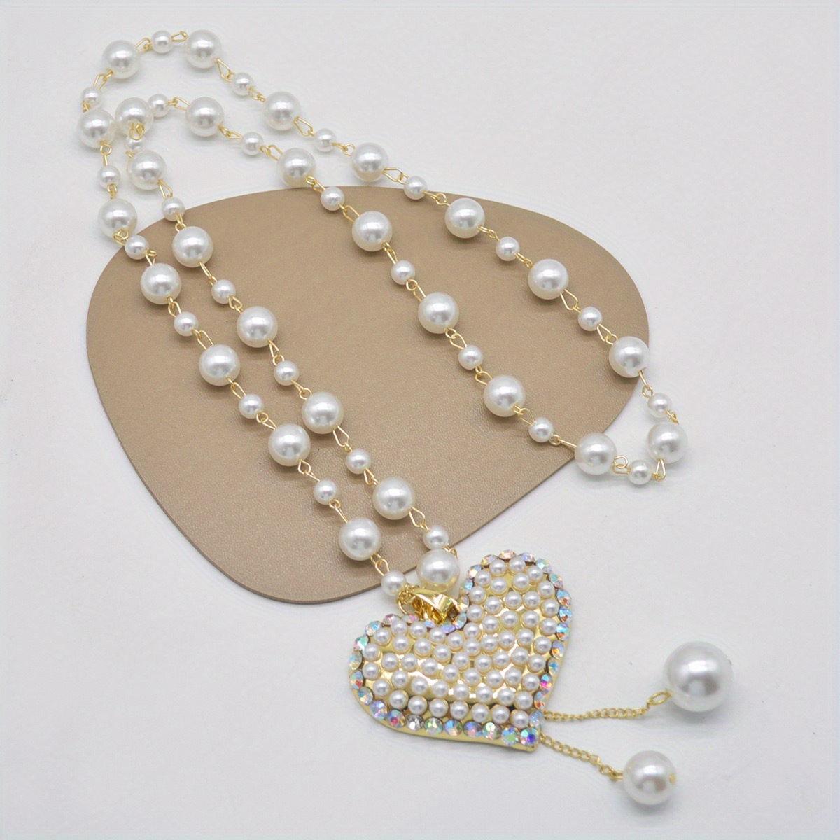TEMU 2 New Exquisite Fall And Pearl Sweater Chain Long Simple Senior Necklace Jewelry Women' With Accessories Valentine's Day Gift Good Quality