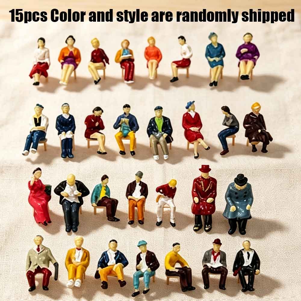 TEMU 15pcs Miniature Figurines Suitable For Sand Table Landscapes, & Diy Crafts - Multicolor Plastic Statues With Assorted Shapes (random Styles &