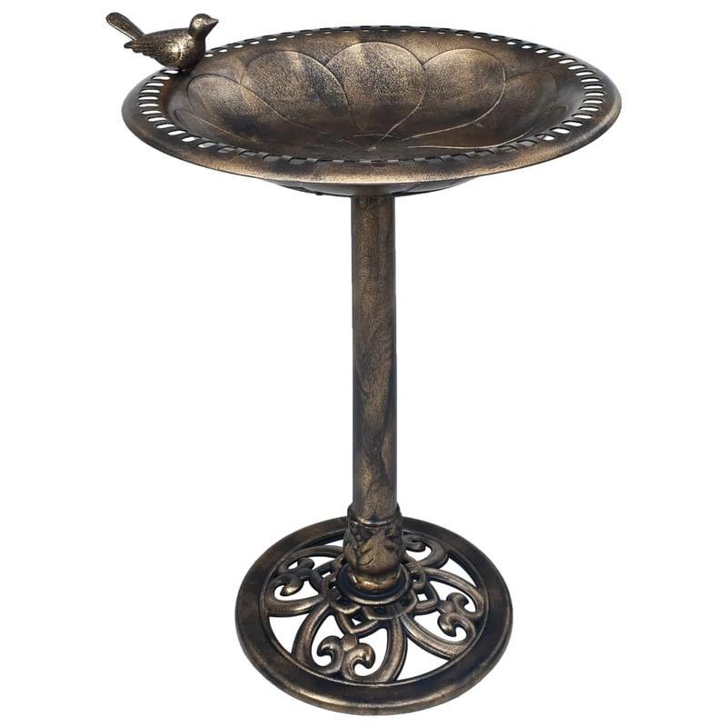 

Stainless Bath With Stand, Antique Bronze , Outdoor Water Feeder For Birds, With Intricate Detailing And Sturdy Base