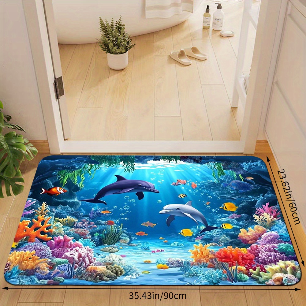 1pc World Mat - Designed With , Clownfish, , , And Other , Vibrant And Interesting, With A Non-slip Bottom, Machine Washable Mat, Suitable For Bathrooms, Bedrooms, Living Rooms, , And Gardens.