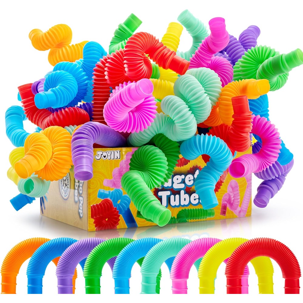 TEMU SYNCFUN Lot de 9 Tubes Pop, Jouets Sensoriels (Grands) Jouets -Stress, Cadeaux de Fête - 9 Couleurs, Créativité, Apprentissage et Amusement pour