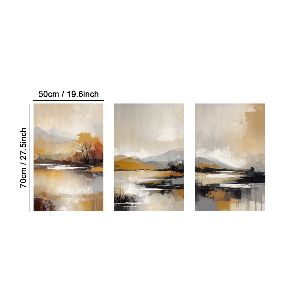 TEMU 3pcs Framed Modern Wall Art, Watercolor Posters, Canvas Artwork Paintings, Landscape Decorative Artwork, Wall Decor, Paintings, Room Aesthetic,
