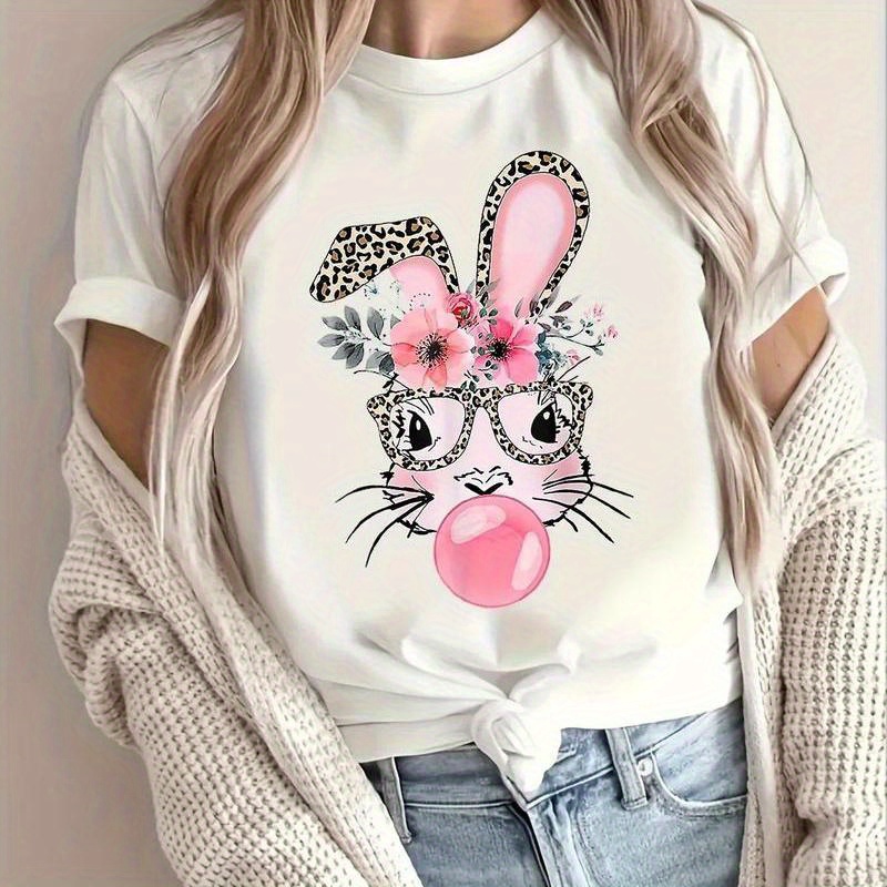 

Rabbit Neck T-shirt For Women-casual Short Sleeve Top For Spring And Summer