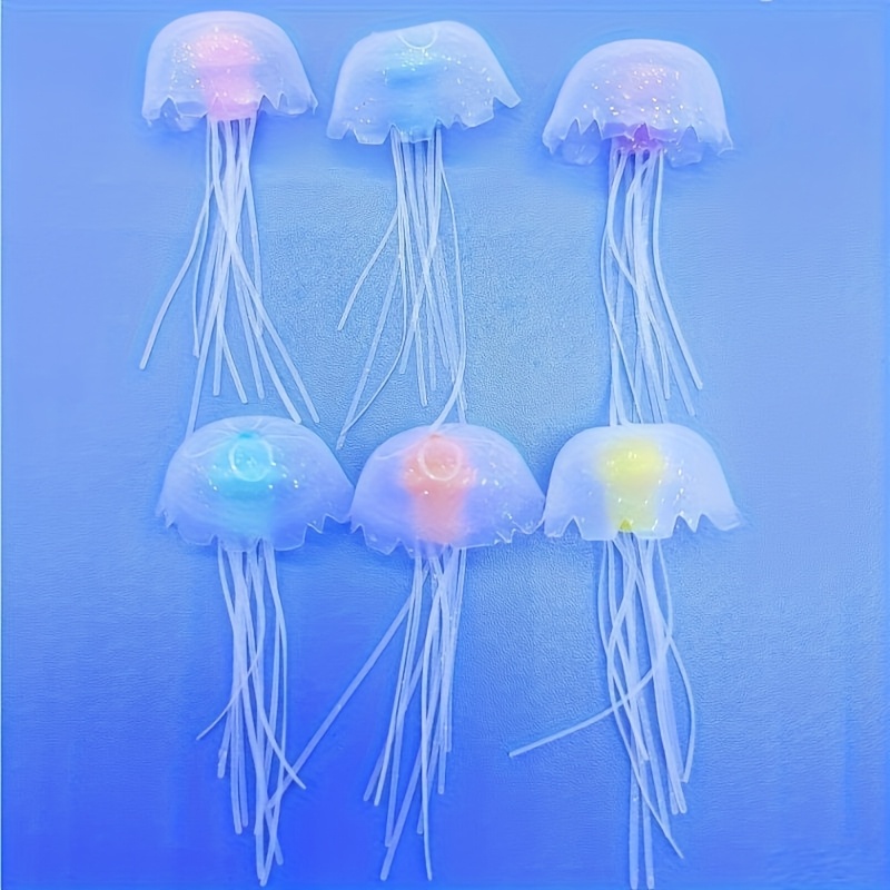 Image of 3pcs Fluorescent Luminous Floating Jellyfish, Random Colors Realistic Aquarium Decoration With Bright Glow, Simulated Artificial Ornament For Fish Tank Landscaping