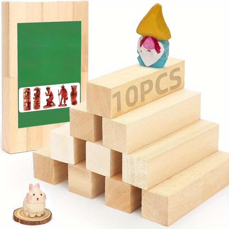 

18/ 300pcs Of 10 Wooden Blocks Soft Wood Carving Engraving Blank, Cube Shape