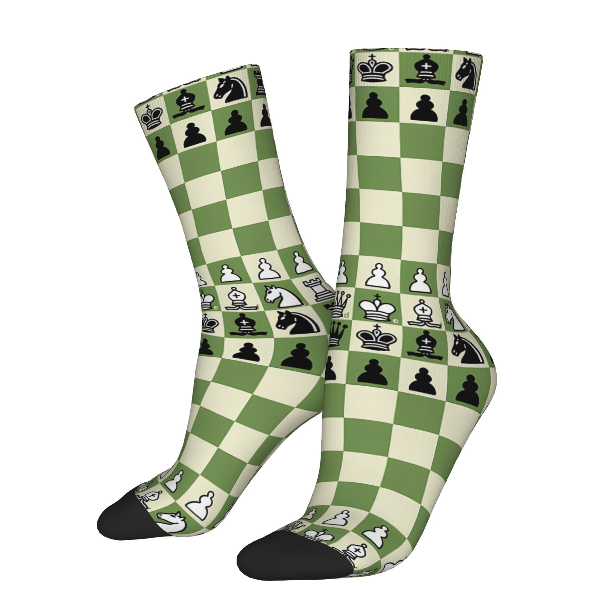 

Chess Board Print Novelty Crew Socks For Men - Comfortable, Breathable Polyester , Perfect Gift Idea, Hip Hop, Seamless Pattern, Happy, Casual