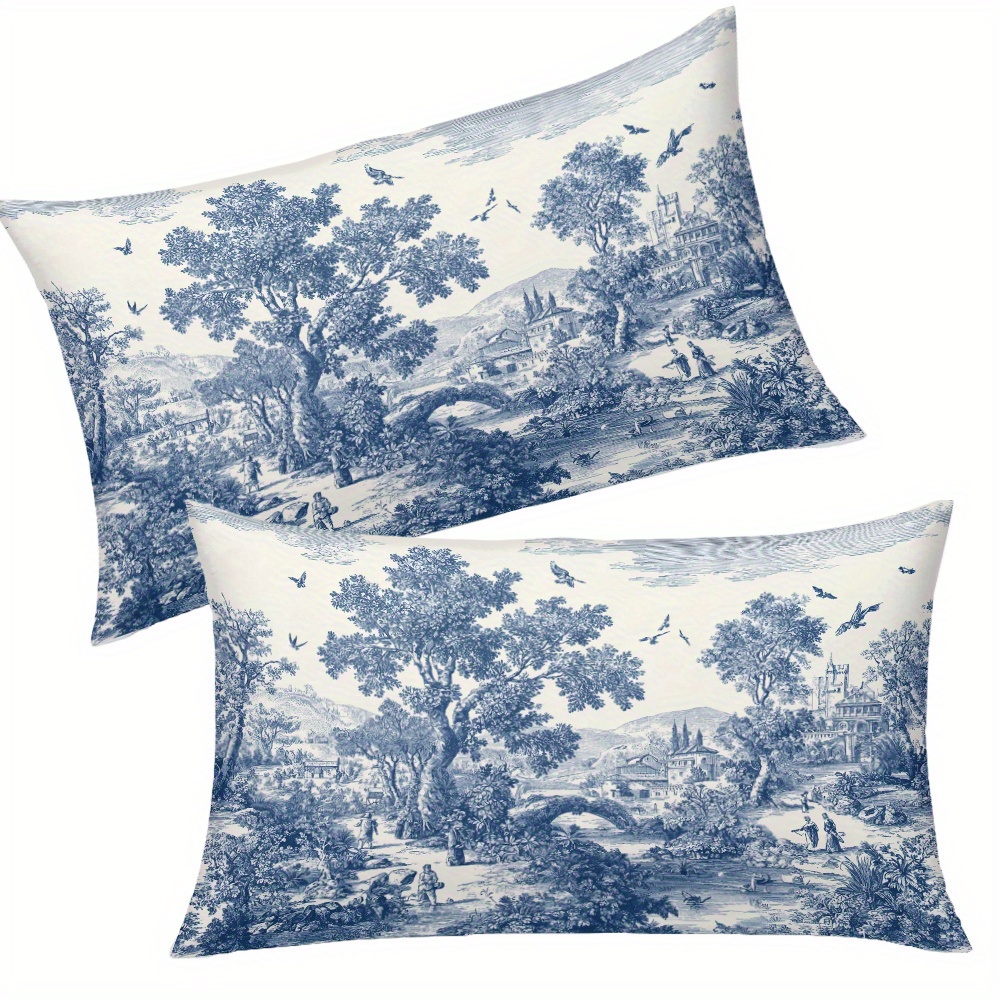 TEMU 2 Pezze Copricuscino ed Elegante 12x20 Toile de con motivo e di giardino, Design Versatile per Soggiorno, da Letto e