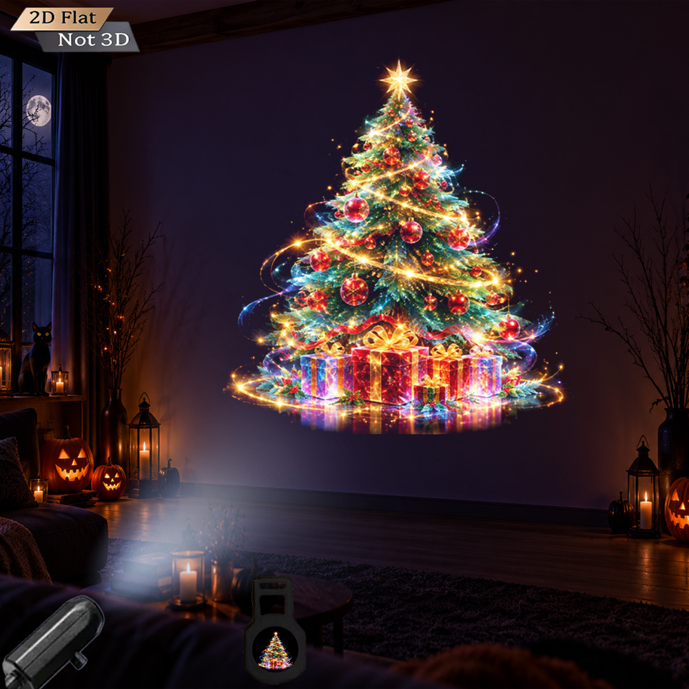 TEMU Usb Powered Projector Light Christmas Festival Christmas Tree With Gift Boxes And Lights Led Projection Lamp Ambient Night Light Decor For