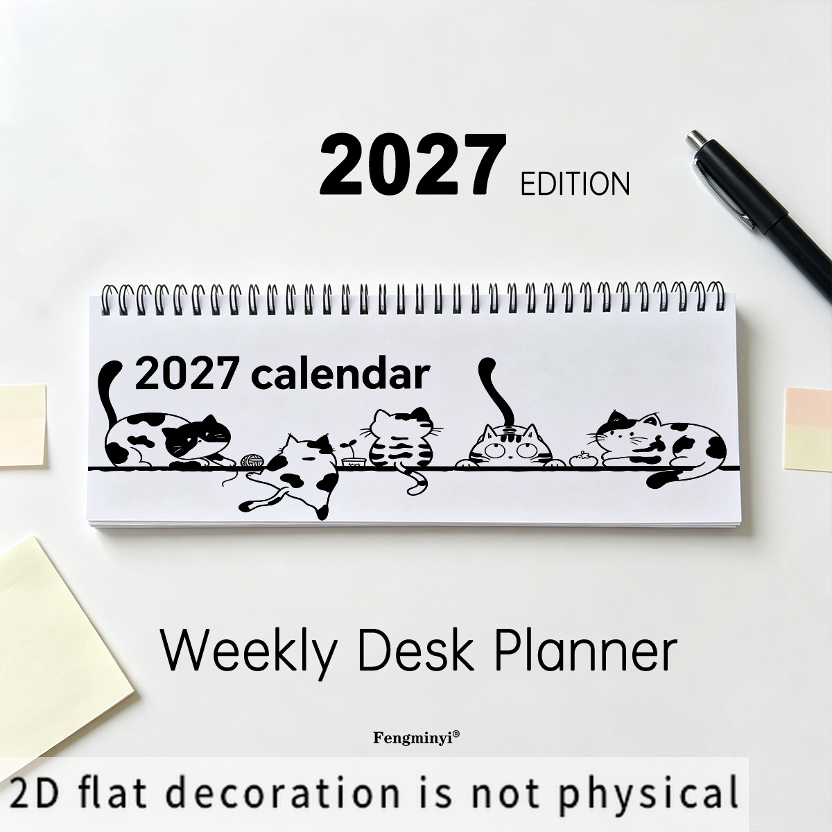 TEMU Desk Calendars, 2d Flat Printing, 1pc, 2027 Mini Mini Calendar, Simple Black And White Spotted Art Themed Style, Suitable For