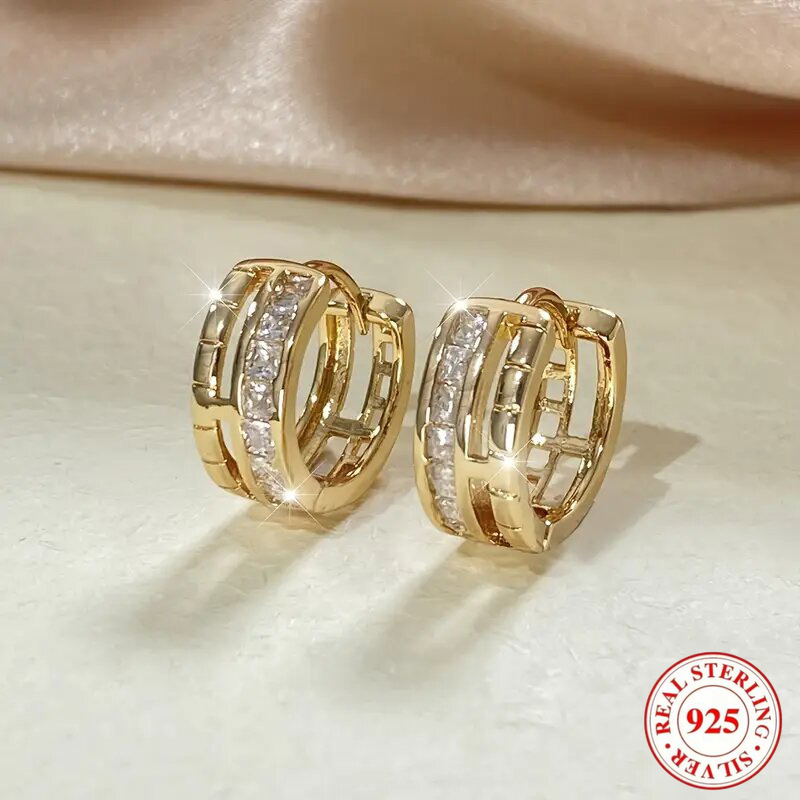 Women's 925 Silver Hollow Zircon C-Shaped Ear Cuffs — Everyday Wear