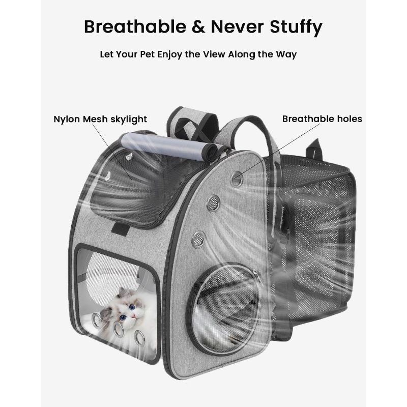 Expandable Backpack for Cats, Dogs And Small Animals, Portable Pet Travel Ventilated Design, Airline Approved, Traveling/Hiking/Camping