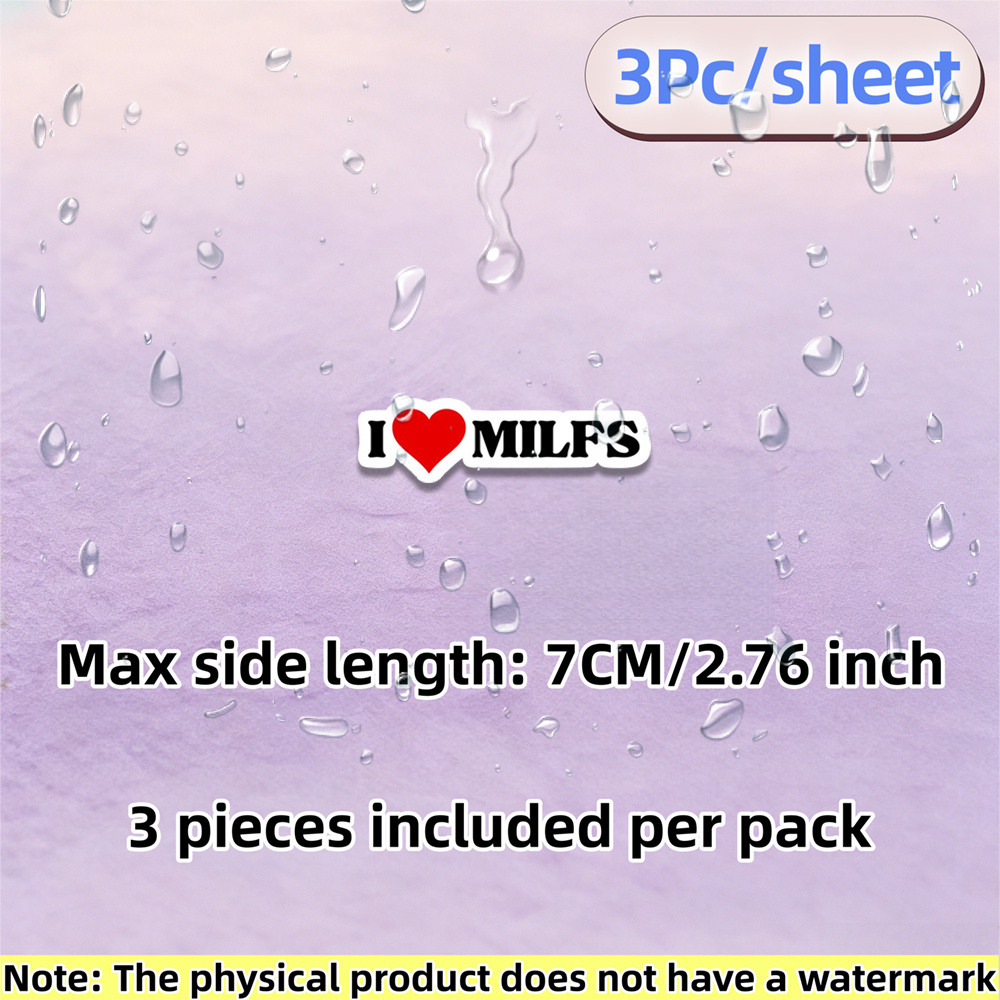 TEMU 3pcs I Love (heart) Sticker Vinyl Material Sticker - Water Resistant Durable Matte End, Self-adhesive Sticker, Suitable For Cars, Windows, Book