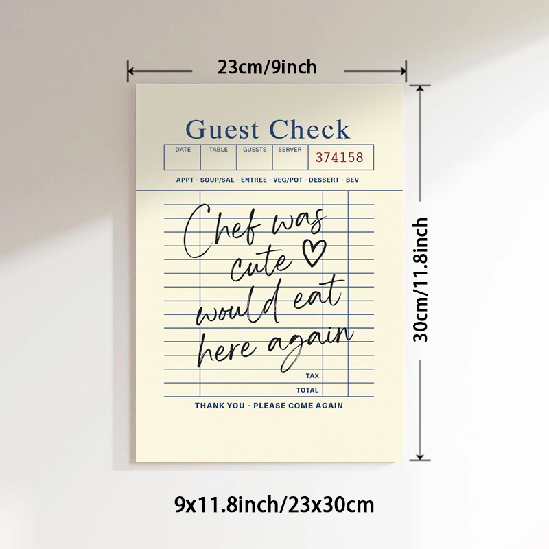 TEMU 2d Flat, 2d Flat, 1pc Unframed Canvas Art Featuring Chef Humor, Perfect For A To Your Wall. This Artwork Includes Restaurant Reviews And Guest ,