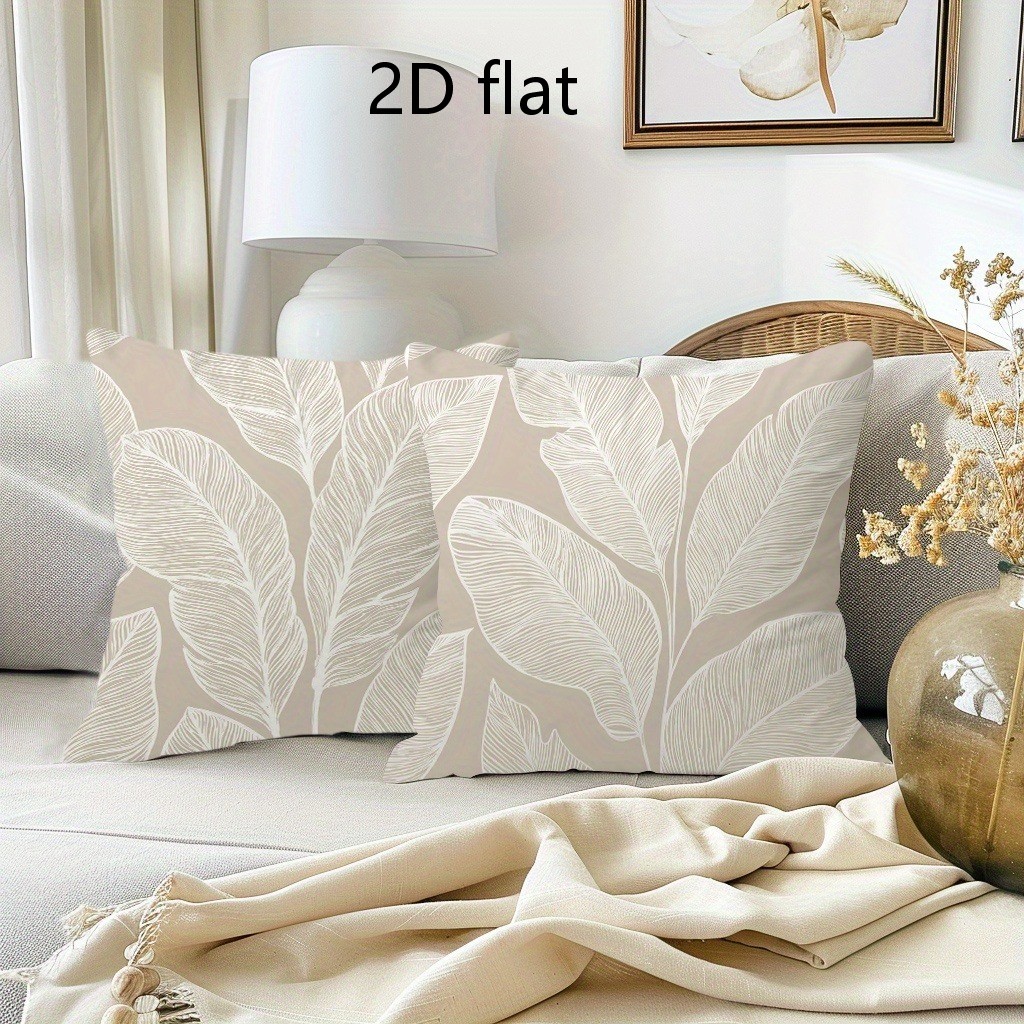 E-shop 2 Stück Bohemian Minimalistische Tropische Blattdruck Kissenbezug Set, Weich Bequem, Rustikaler Stil Dekor, Reißverschluss, Geeignet für