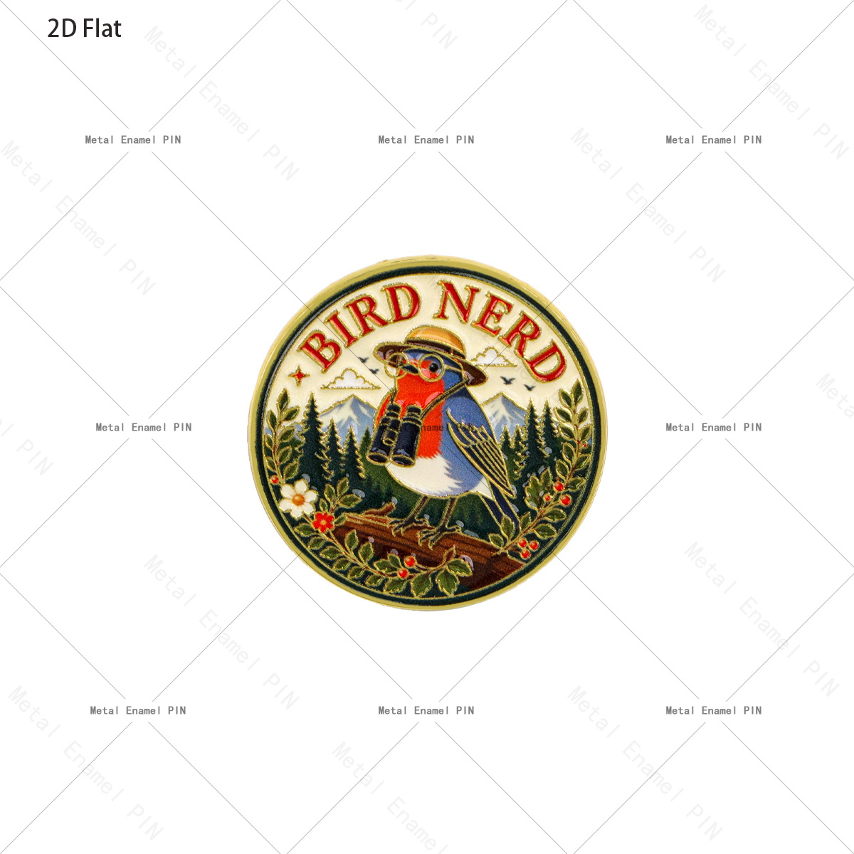 TEMU 2D Flache 1-teilige "" Emaille Pin, mit Fernglas, Revers-Brosche, Vintage Waldtier-Abzeichen, Geschenk-Accessoire für Vogelbeobachter
