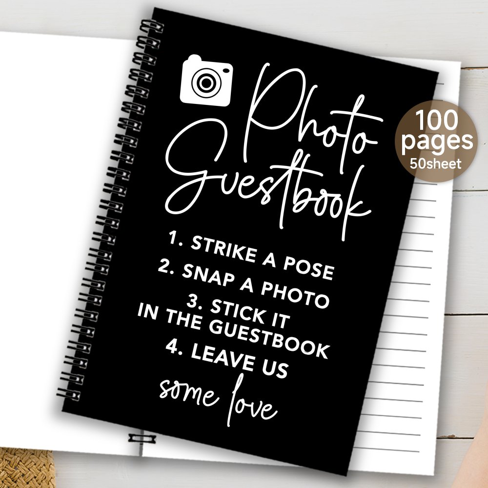 TEMU 1pc Spiral Guestbook, Guest Sign In Book, For Her/him, Guest Book Memory Guestbook For Wedding Party To A Pose, Snap Photo, Book & Leave Love