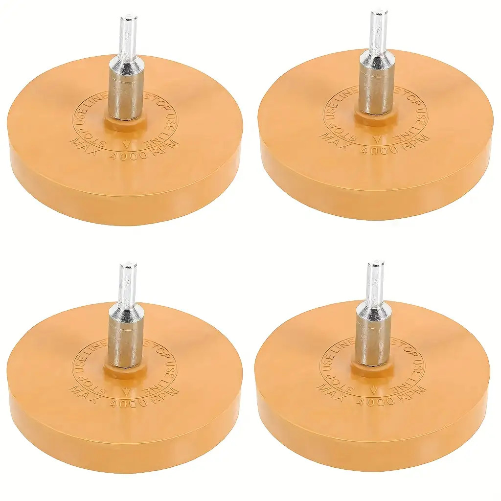 TEMU 4 Label Remover Eraser Wheel Set, Synthetic Rubber Eraser Wheel Drilling, Car Stripe Vinyl Tape And Graphic Removal Kit, Compatible With, Rvs,