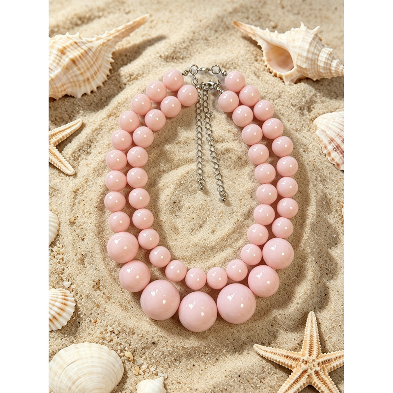 2pc Bohemian Acrylic Round Geometric Necklace Set, Summer