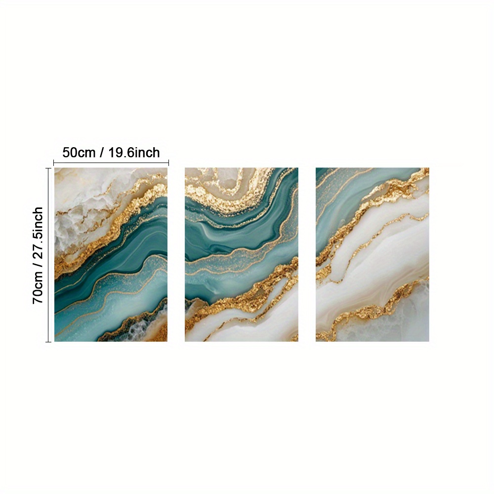 TEMU 3pcs Framed Waves Poster, Art, Marble Wall Decor, Gold Posters, Abstract Paintings, Elegant Art Prints, Home Decor, Decorative Paintings, Room