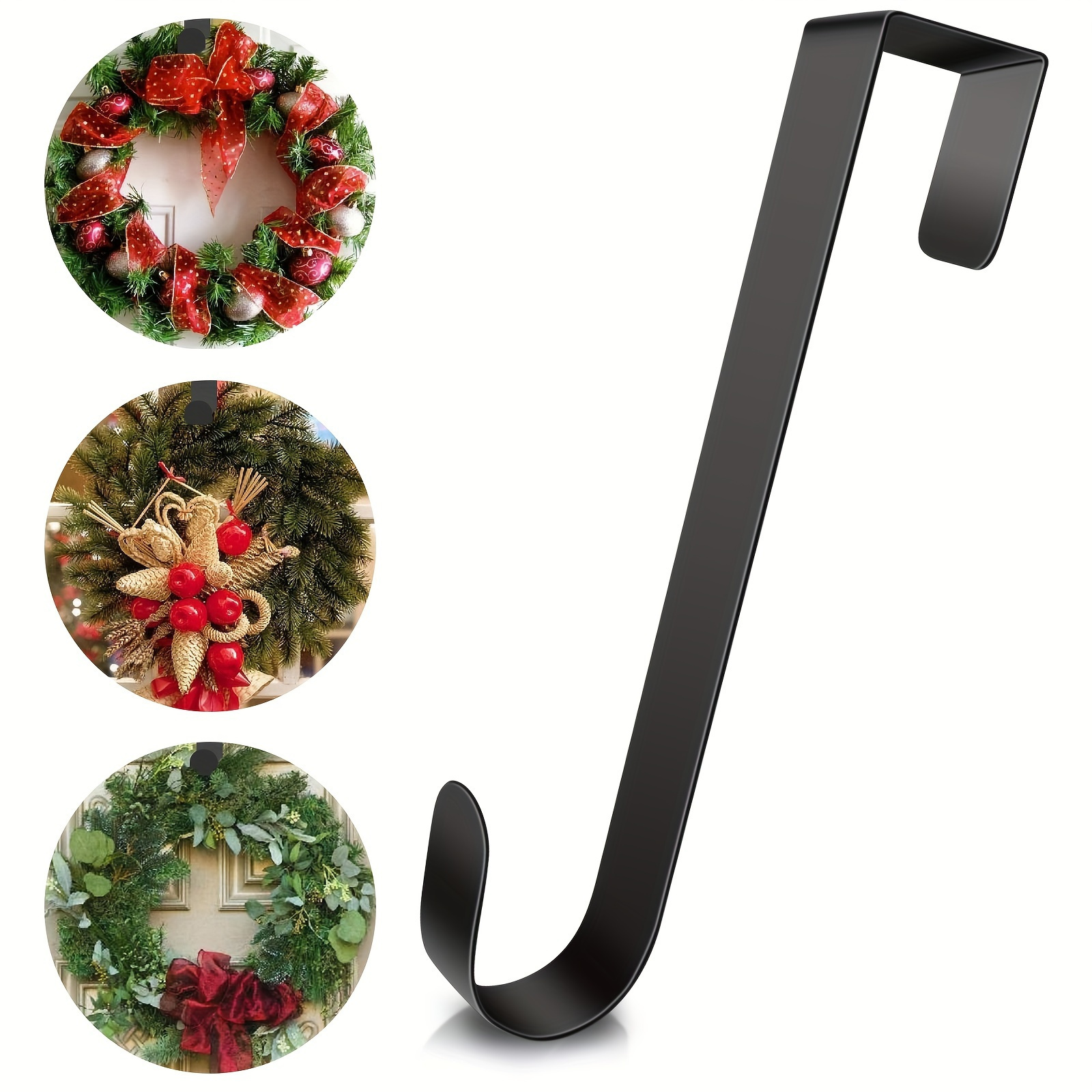1pc Metal Over The Door Wreath Hook, Punch-Free Heavy Duty Hanging Hook for Wreaths and Garlands