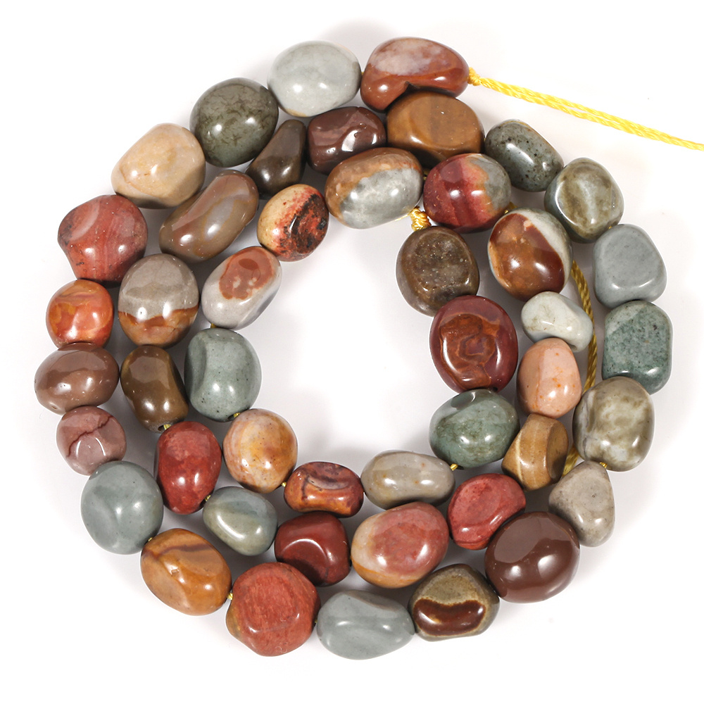 TEMU 8-10mm Length 38cm Natural Stone Beads Irregular Shaped Picture Stone Beads For Jewelry Making Asscessories